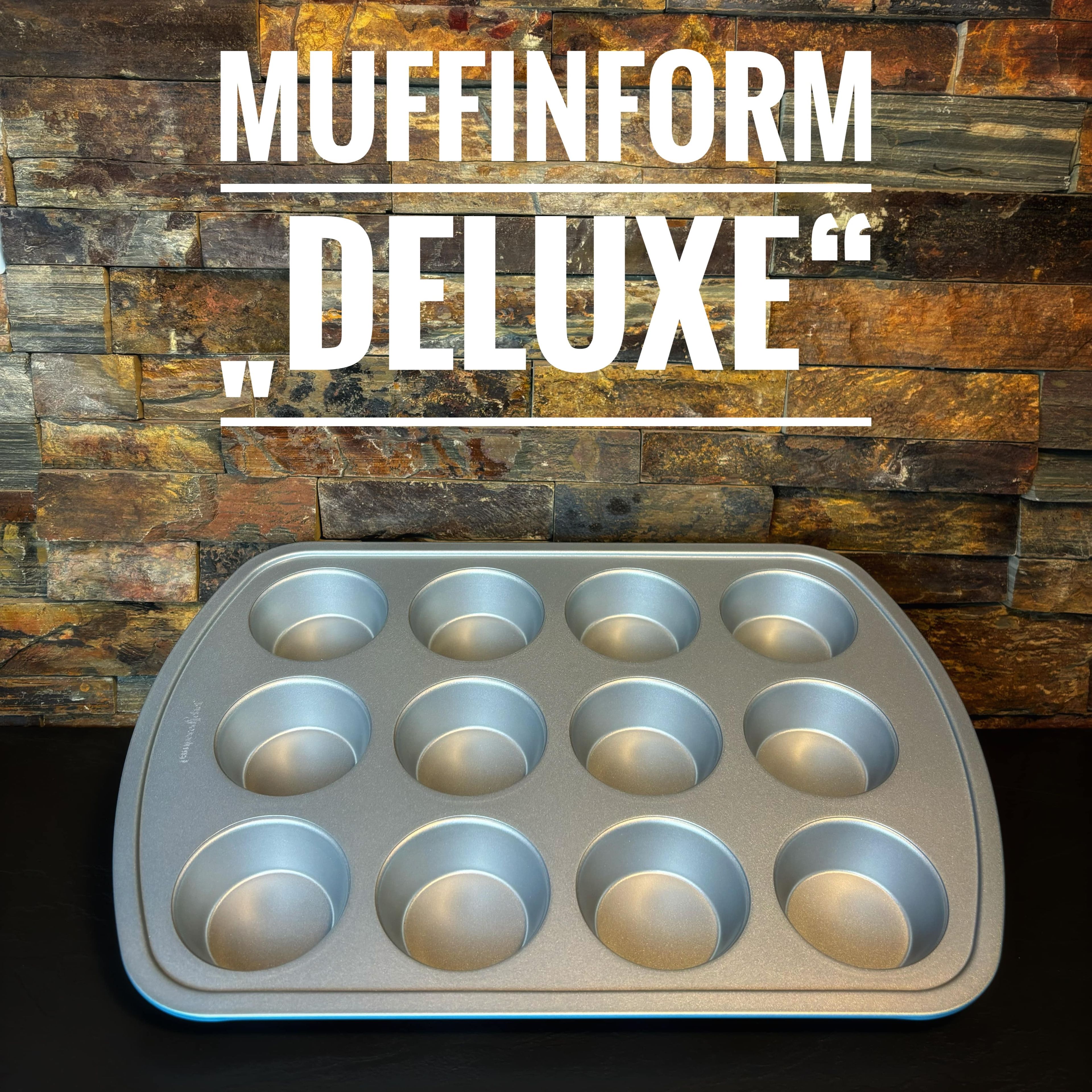 Emaillierte blaue Form für Muffins